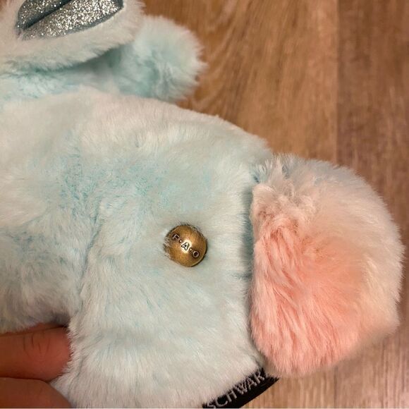 FAO Schwarz Plush Blue Bunny Soft Pastels Rainbow Tail Glitter Ears 8-9” NWOT - Picture 7 of 10